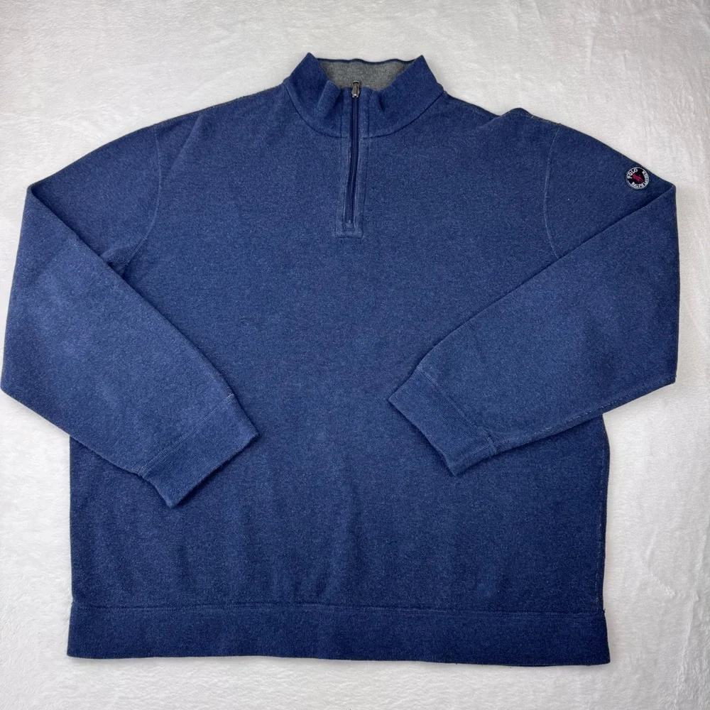 Polo Ralph Lauren reversible quarter zipper sweatshirt in blue and gray. Size XL